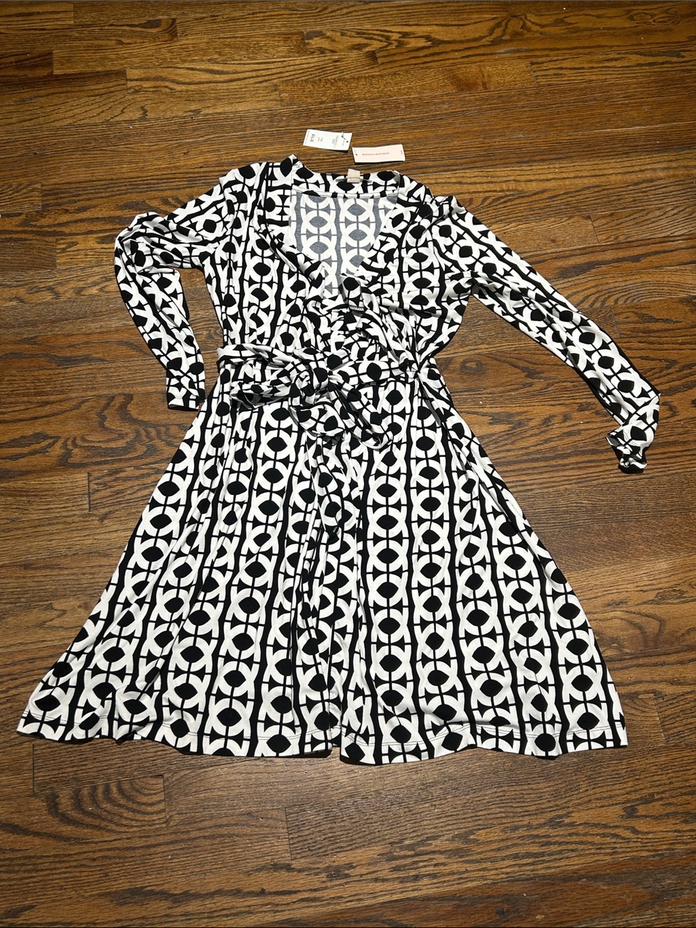 Banana Republic Black and White Geometric Wrap Dress